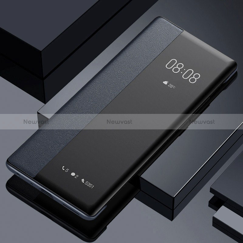 Leather Case Stands Flip Cover Holder for Oppo A77 5G Black