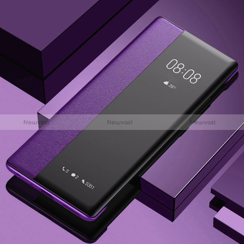 Leather Case Stands Flip Cover Holder for Oppo A98 5G Purple