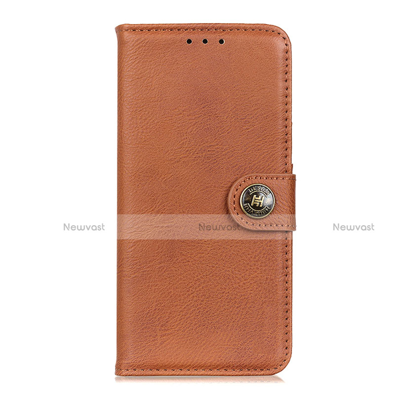 Leather Case Stands Flip Cover Holder for Oppo F17 Pro Light Brown