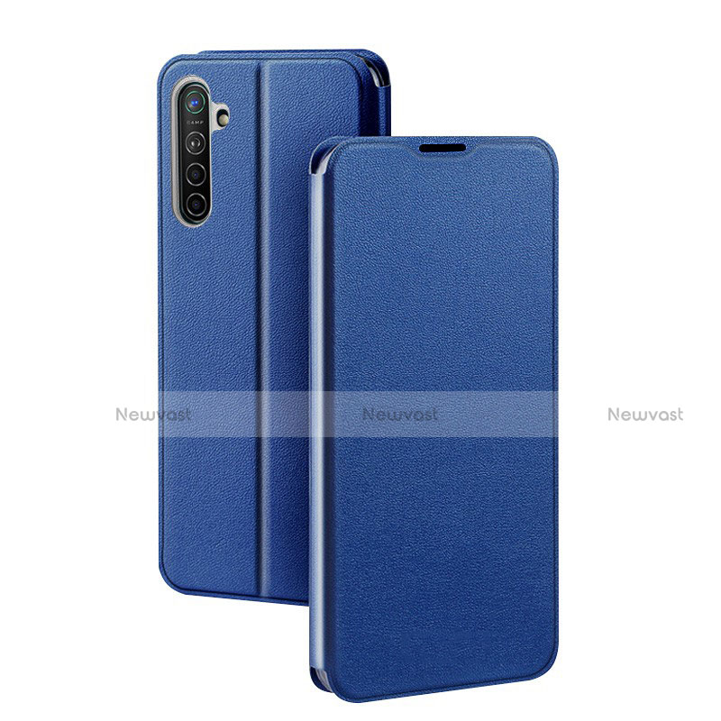 Leather Case Stands Flip Cover Holder for Oppo K5 Blue