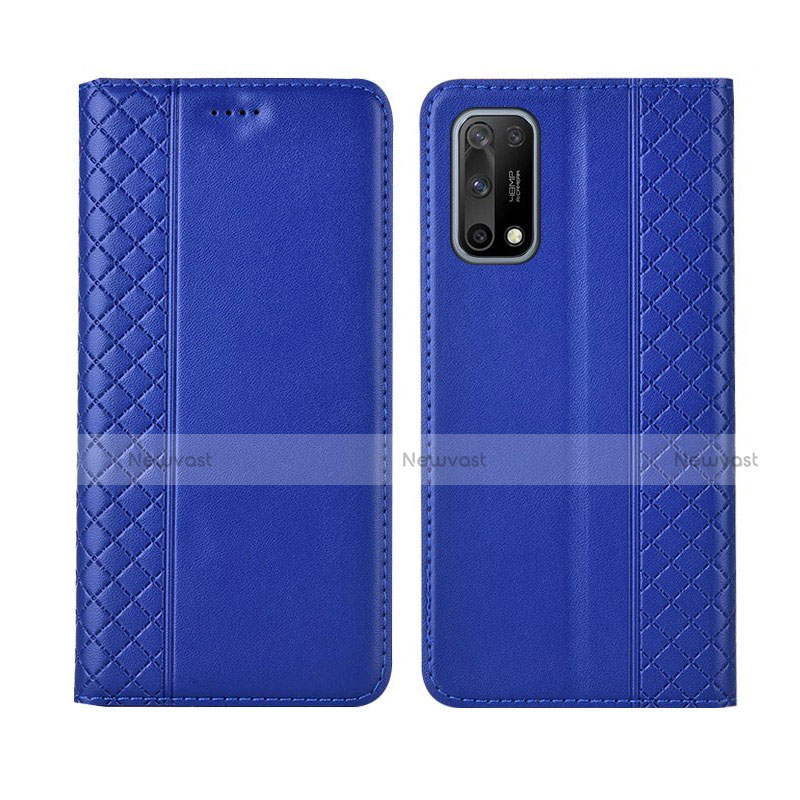 Leather Case Stands Flip Cover Holder for Oppo K7x 5G Blue