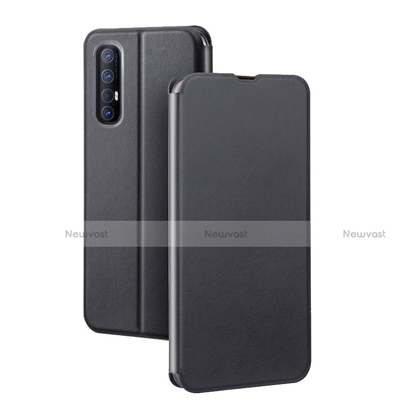 Leather Case Stands Flip Cover Holder for Oppo Reno3 Pro Black