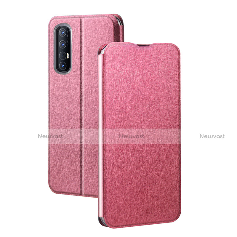 Leather Case Stands Flip Cover Holder for Oppo Reno3 Pro Pink