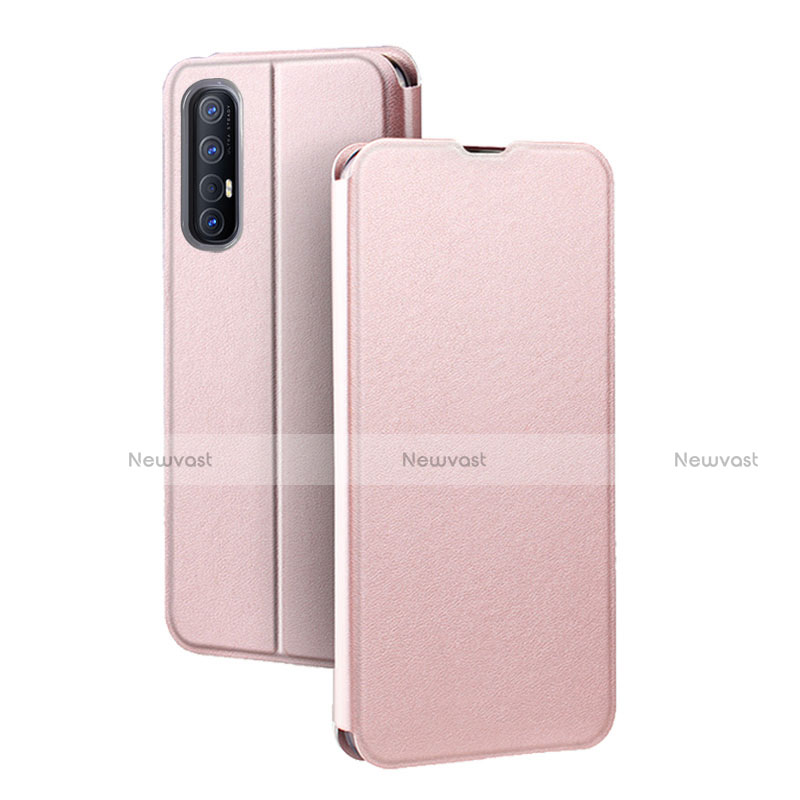 Leather Case Stands Flip Cover Holder for Oppo Reno3 Pro Rose Gold