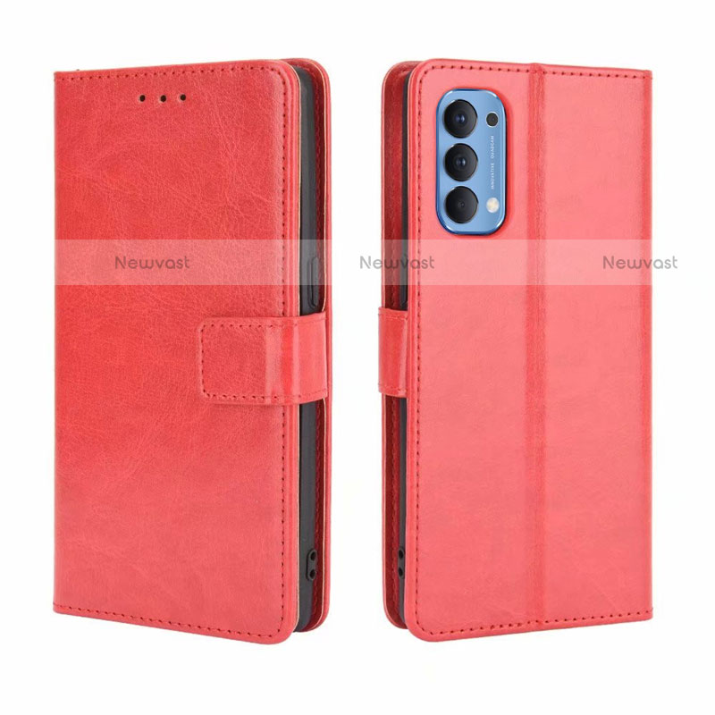 Leather Case Stands Flip Cover Holder for Oppo Reno4 4G