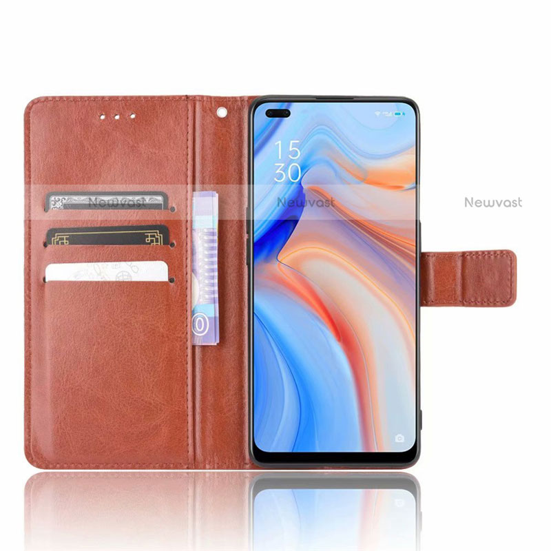 Leather Case Stands Flip Cover Holder for Oppo Reno4 4G