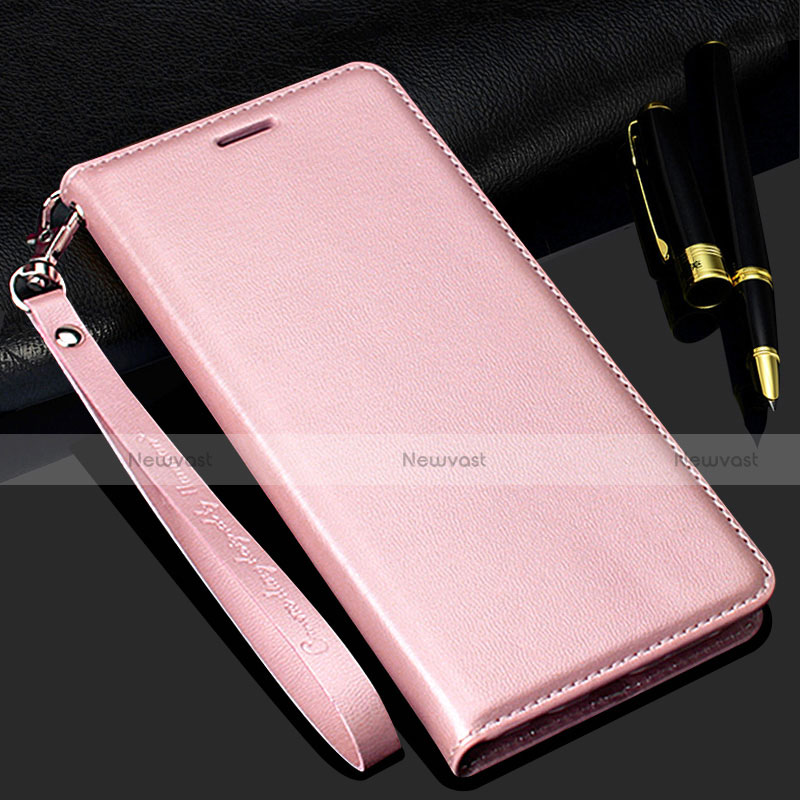 Leather Case Stands Flip Cover Holder for Realme Narzo 20A Rose Gold