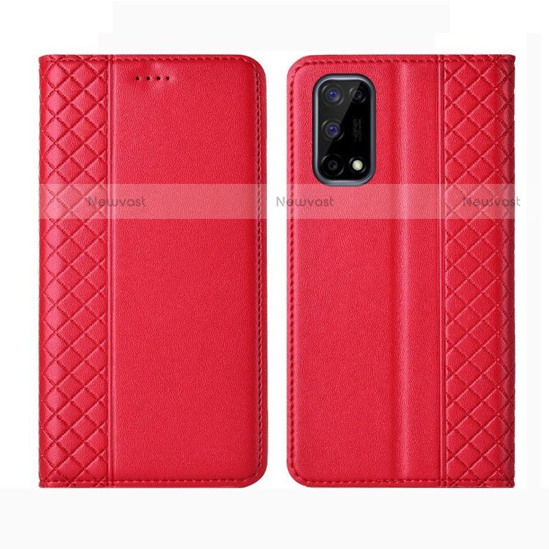 Leather Case Stands Flip Cover Holder for Realme Q2 5G Red