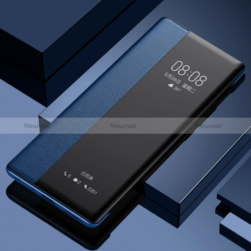 Leather Case Stands Flip Cover Holder for Realme Q3 5G Blue