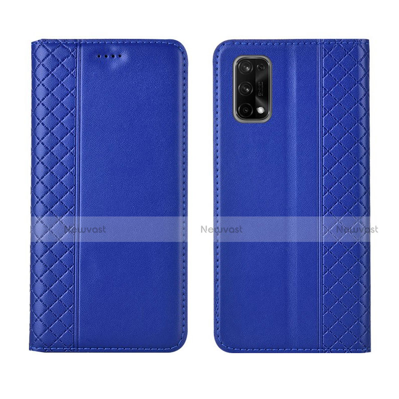 Leather Case Stands Flip Cover Holder for Realme V15 5G Blue