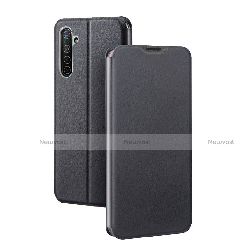 Leather Case Stands Flip Cover Holder for Realme X2 Black