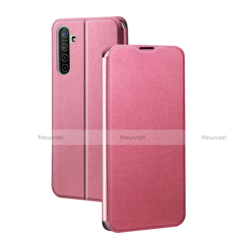 Leather Case Stands Flip Cover Holder for Realme X2 Pink