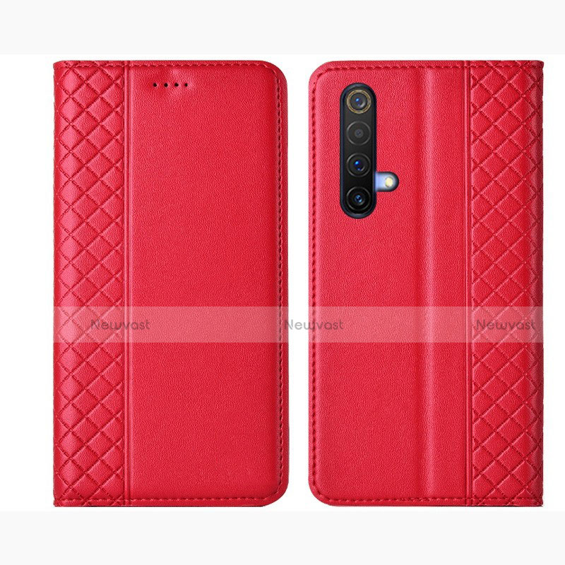 Leather Case Stands Flip Cover Holder for Realme X50 5G Red