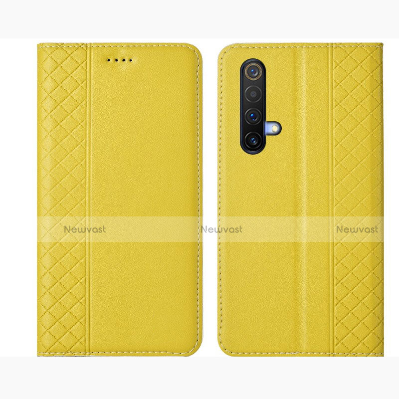 Leather Case Stands Flip Cover Holder for Realme X50m 5G Yellow