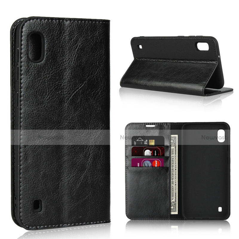 Leather Case Stands Flip Cover Holder for Samsung Galaxy A10 Black