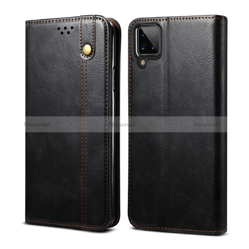 Leather Case Stands Flip Cover Holder for Samsung Galaxy A12 5G Black