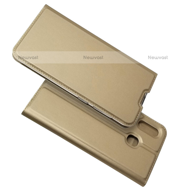 Leather Case Stands Flip Cover Holder for Samsung Galaxy A20 Gold