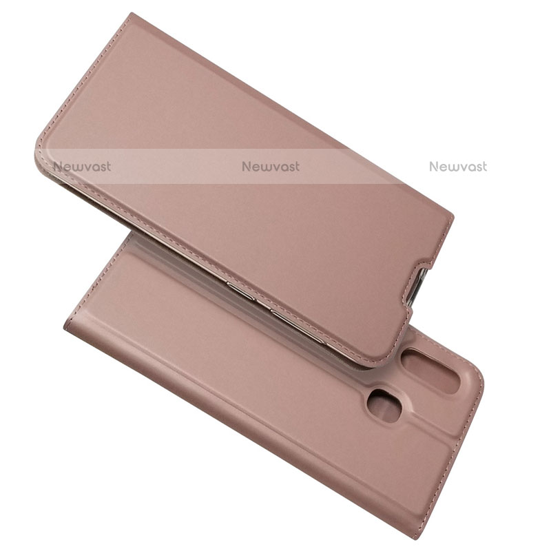 Leather Case Stands Flip Cover Holder for Samsung Galaxy A20 Rose Gold