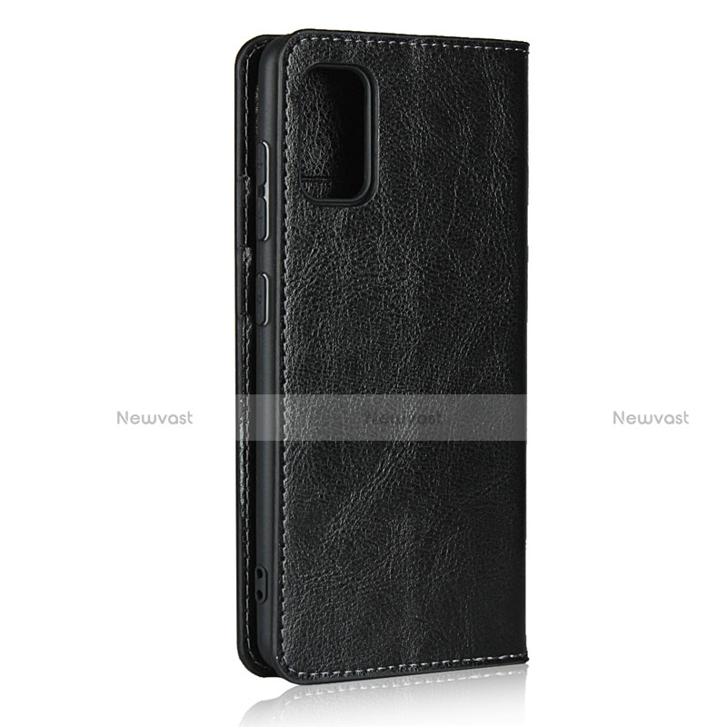 Leather Case Stands Flip Cover Holder for Samsung Galaxy A41 Black