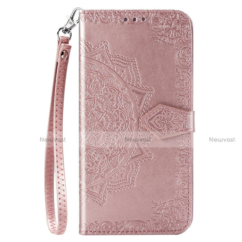 Leather Case Stands Flip Cover Holder for Samsung Galaxy A51 5G Rose Gold