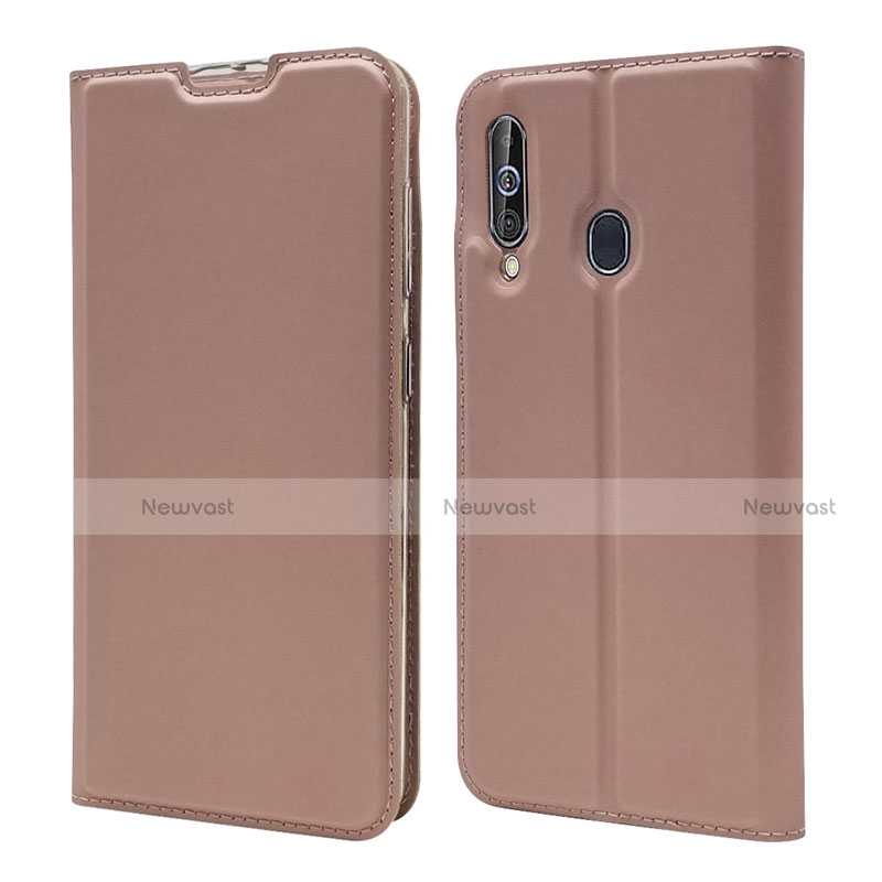 Leather Case Stands Flip Cover Holder for Samsung Galaxy A60 Rose Gold