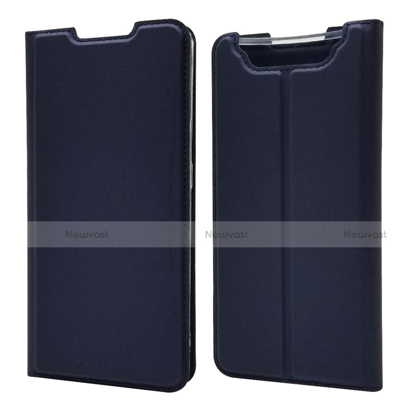 Leather Case Stands Flip Cover Holder for Samsung Galaxy A90 4G Blue