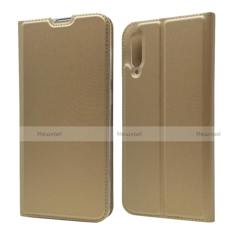 Leather Case Stands Flip Cover Holder for Samsung Galaxy A90 5G Gold