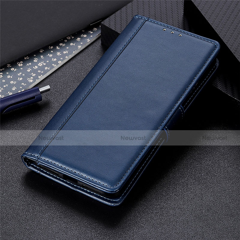 Leather Case Stands Flip Cover Holder for Samsung Galaxy M01 Core Blue