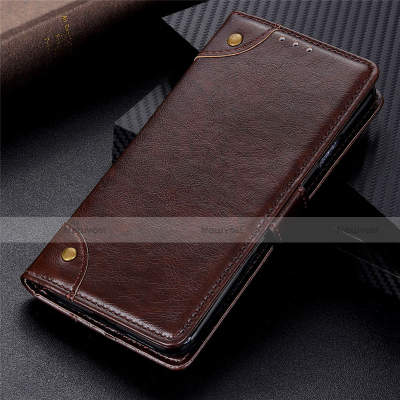 Leather Case Stands Flip Cover Holder for Samsung Galaxy M31s Brown