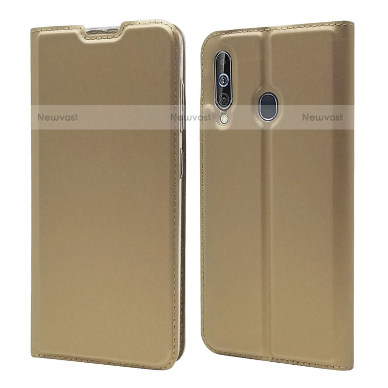 Leather Case Stands Flip Cover Holder for Samsung Galaxy M40 Gold