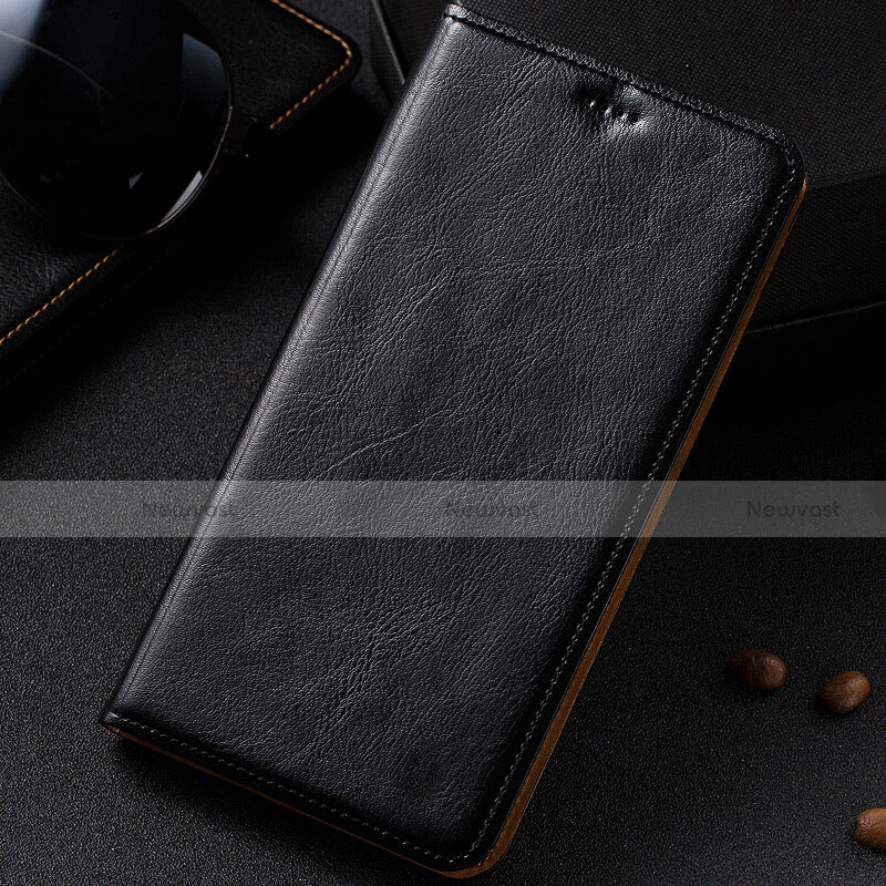 Leather Case Stands Flip Cover Holder for Samsung Galaxy M60s Black