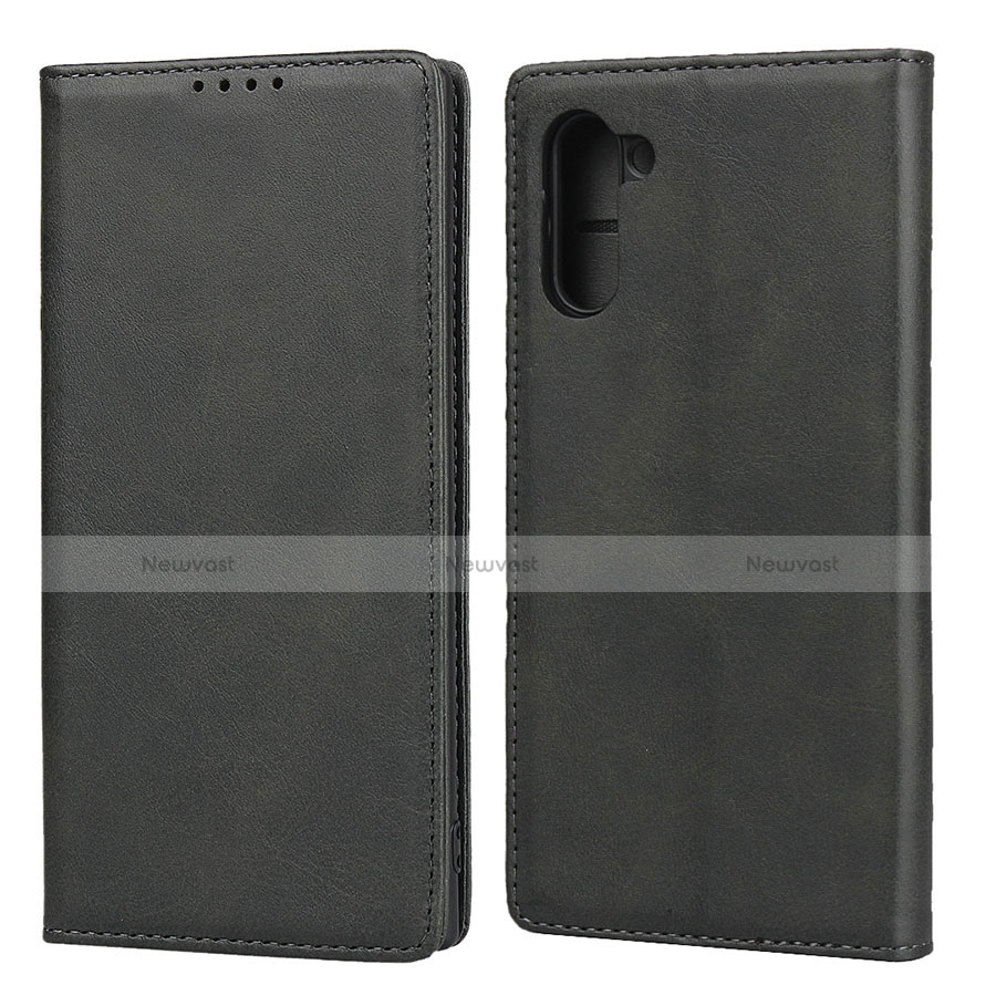 Leather Case Stands Flip Cover Holder for Samsung Galaxy Note 10 5G Black