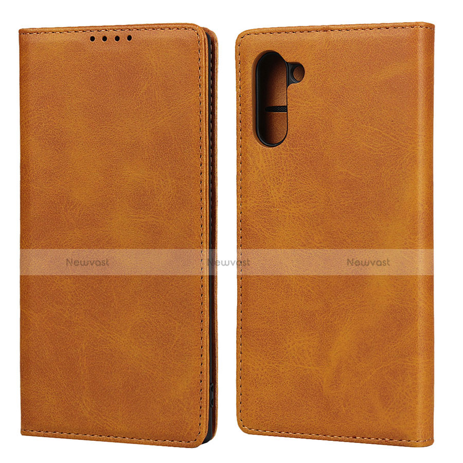 Leather Case Stands Flip Cover Holder for Samsung Galaxy Note 10 5G Orange