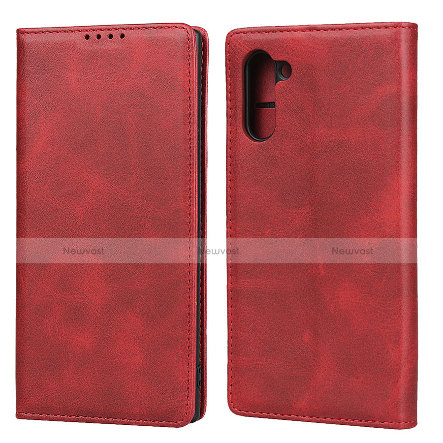 Leather Case Stands Flip Cover Holder for Samsung Galaxy Note 10 5G Red