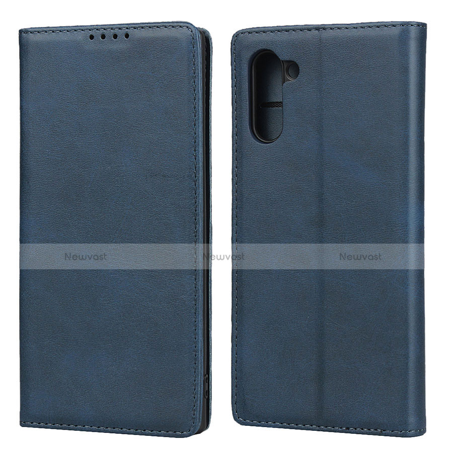 Leather Case Stands Flip Cover Holder for Samsung Galaxy Note 10 Blue