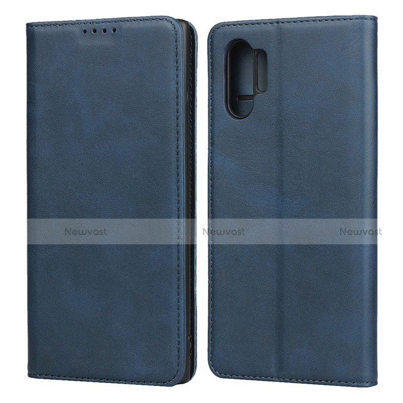 Leather Case Stands Flip Cover Holder for Samsung Galaxy Note 10 Plus Blue