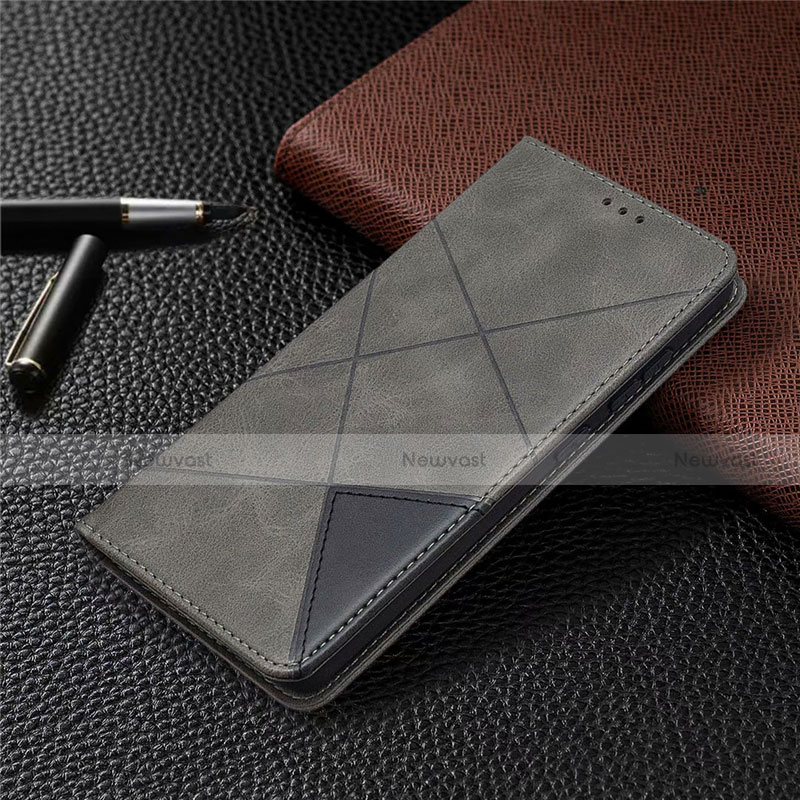 Leather Case Stands Flip Cover Holder for Samsung Galaxy S20 FE 2022 5G Gray