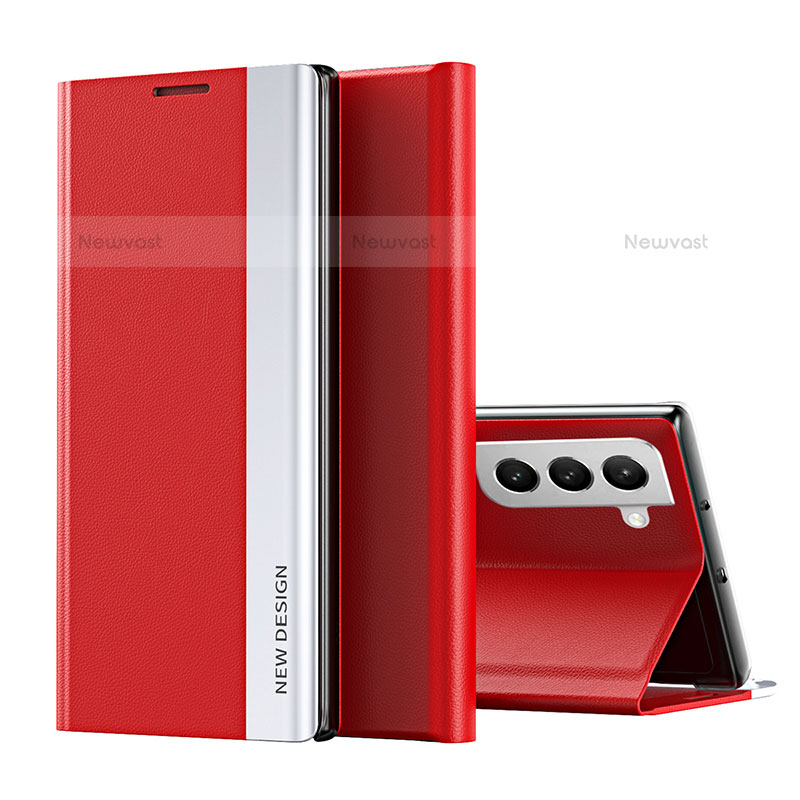 Leather Case Stands Flip Cover Holder for Samsung Galaxy S21 FE 5G Red