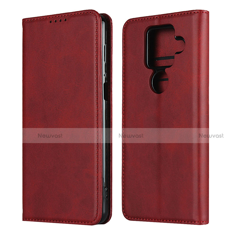 Leather Case Stands Flip Cover Holder for Sharp AQUOS Sense4 Plus Red