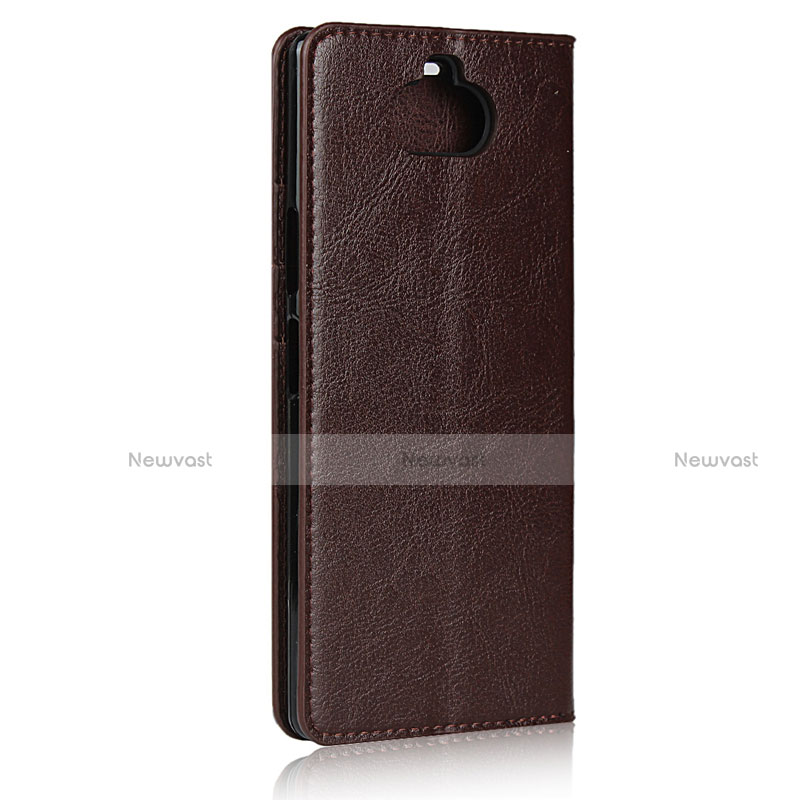 Leather Case Stands Flip Cover Holder for Sony Xperia 8 Lite Brown