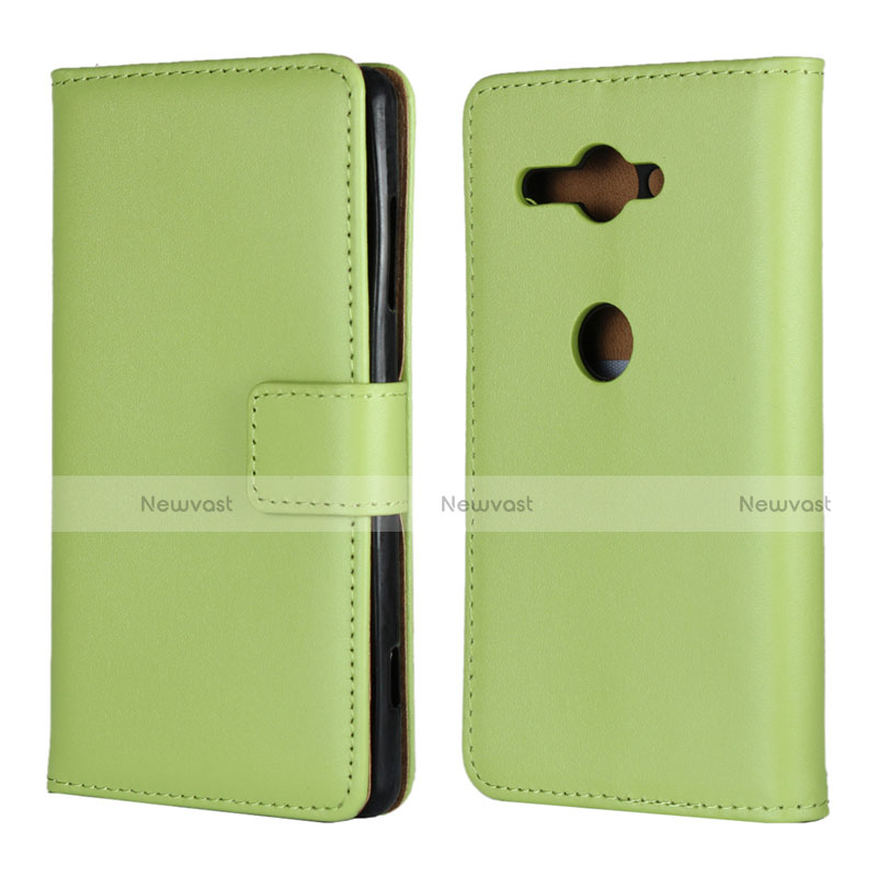 Leather Case Stands Flip Cover Holder for Sony Xperia XZ2 Compact Green