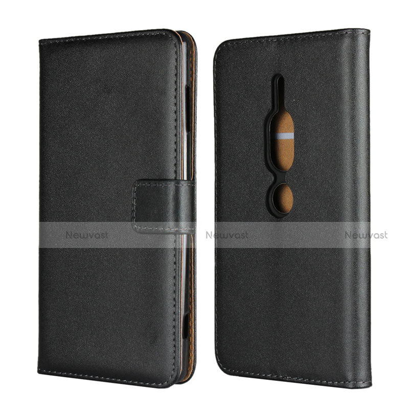 Leather Case Stands Flip Cover Holder for Sony Xperia XZ2 Premium Black