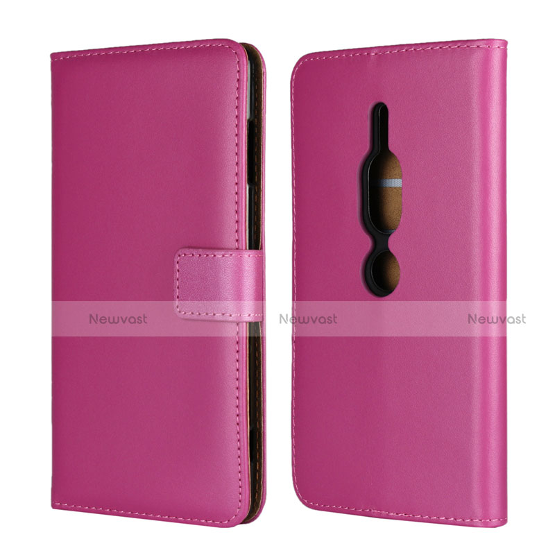 Leather Case Stands Flip Cover Holder for Sony Xperia XZ2 Premium Hot Pink