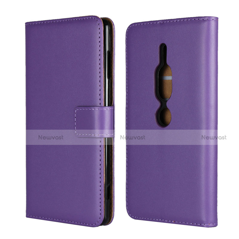 Leather Case Stands Flip Cover Holder for Sony Xperia XZ2 Premium Purple