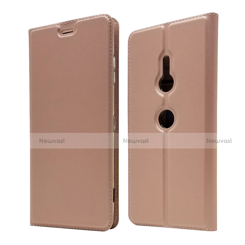 Leather Case Stands Flip Cover Holder for Sony Xperia XZ3 Rose Gold