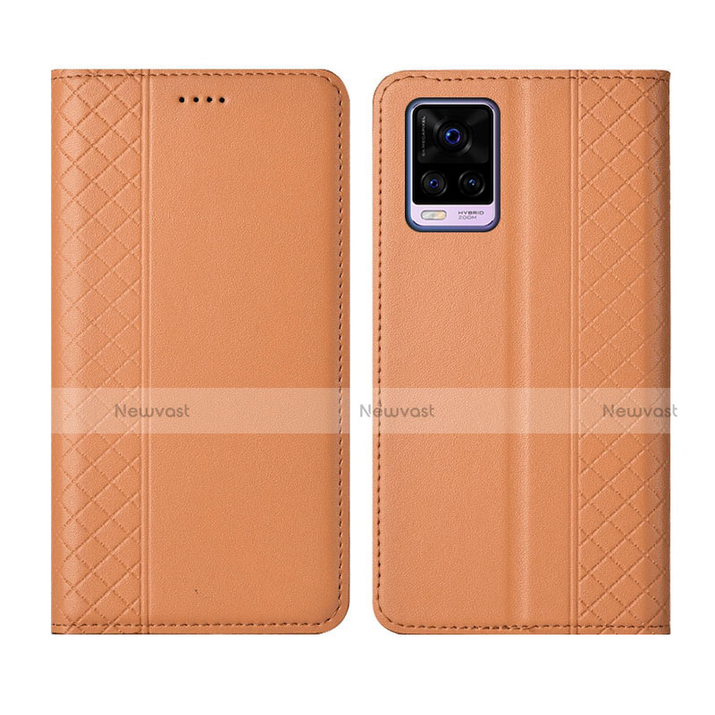 Leather Case Stands Flip Cover Holder for Vivo V20 Pro 5G Orange