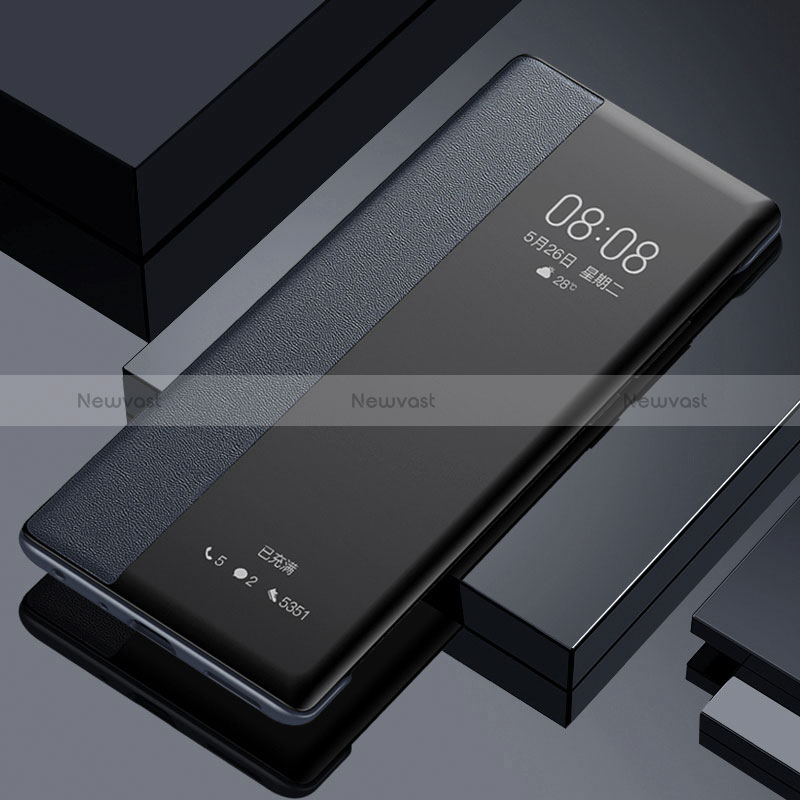 Leather Case Stands Flip Cover Holder for Vivo Y35m 5G Black
