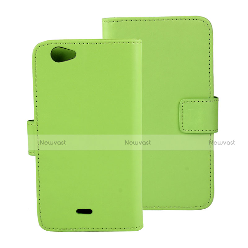 Leather Case Stands Flip Cover Holder for Wiko Highway Signs Green