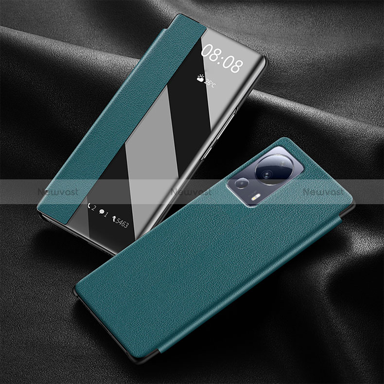 Leather Case Stands Flip Cover Holder for Xiaomi Civi 5G Green