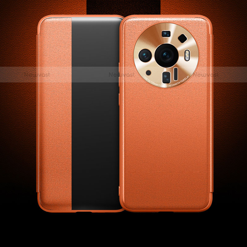 Leather Case Stands Flip Cover Holder for Xiaomi Mi 12 Ultra 5G Orange